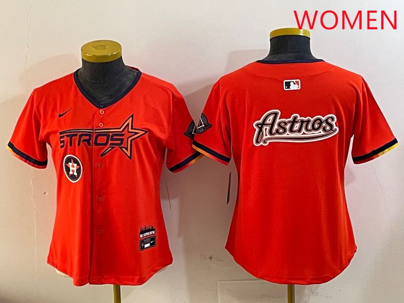 Women Houston Astros Blank Orange Three generations Joint Name 2025 Nike MLB Jersey style 20->women mlb jersey->Women Jersey